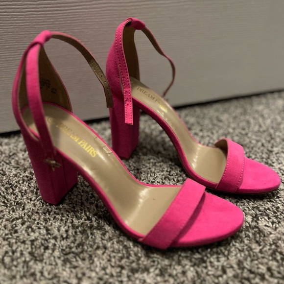 DREAM PAIRS Women's Hi-Chunk Pink High Heel Pump Sandals - Picture 5 of 5